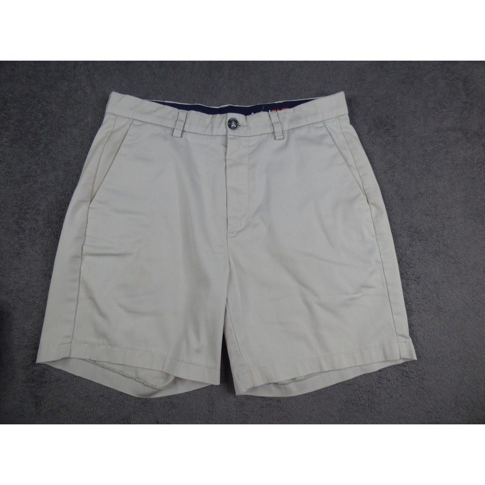 Roundtree & Yorke Total Flex Mens Chino Shorts Khaki Tan Size 34 Flat Front Comf